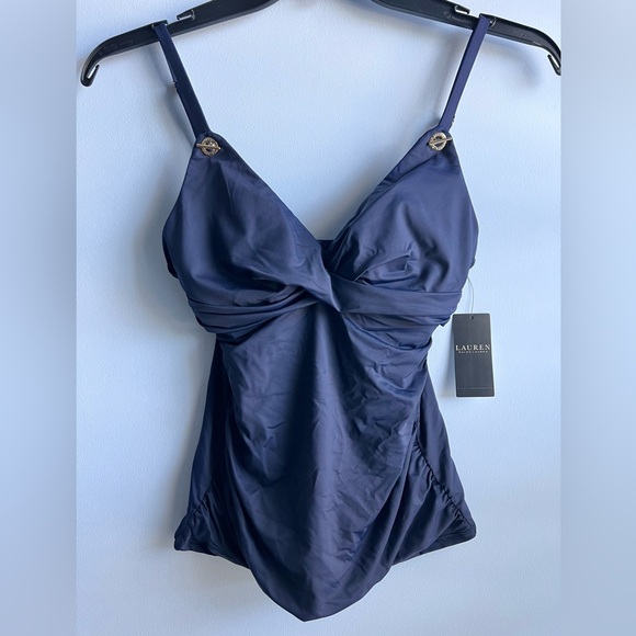 Lauren Ralph Lauren Women's Toggle-Trim Tankini Top Size 8